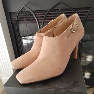 Naturalizer 27 Edit Penny Suede Booties, Taupe 9.5 Wide